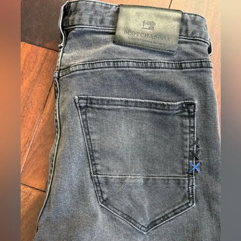 Scotch & Soda Black Amsterdams Blauw Straight Slim fit jeans Size 31/32